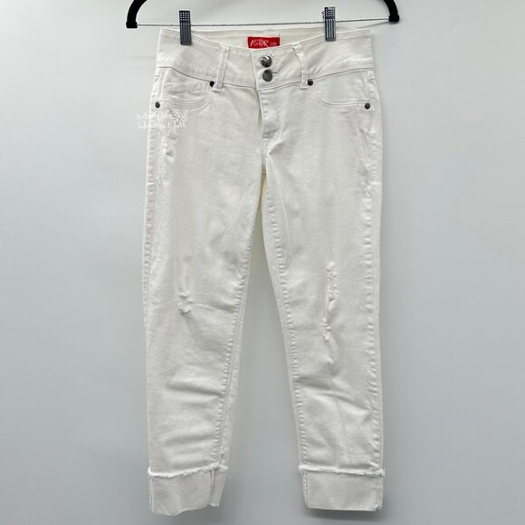 Astor White Distressed Cropped Denim Jeans Size 3 - Picture 1 of 7